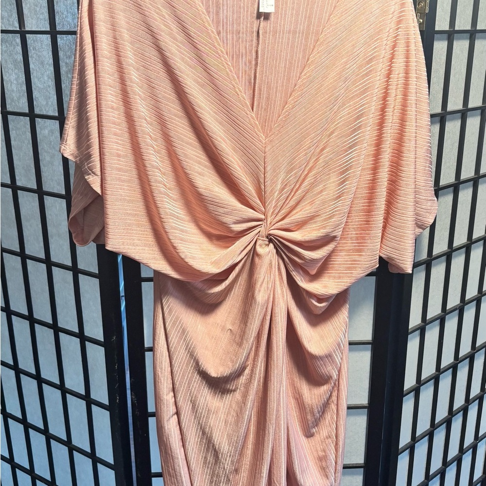 Peach Draped Midi Dress